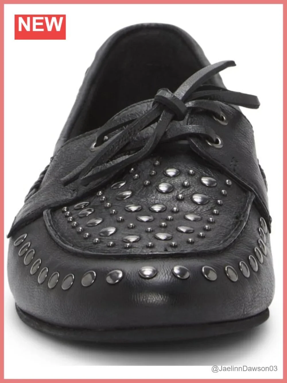 Studded Leather Slip-On Loafers Round-Toe Casual